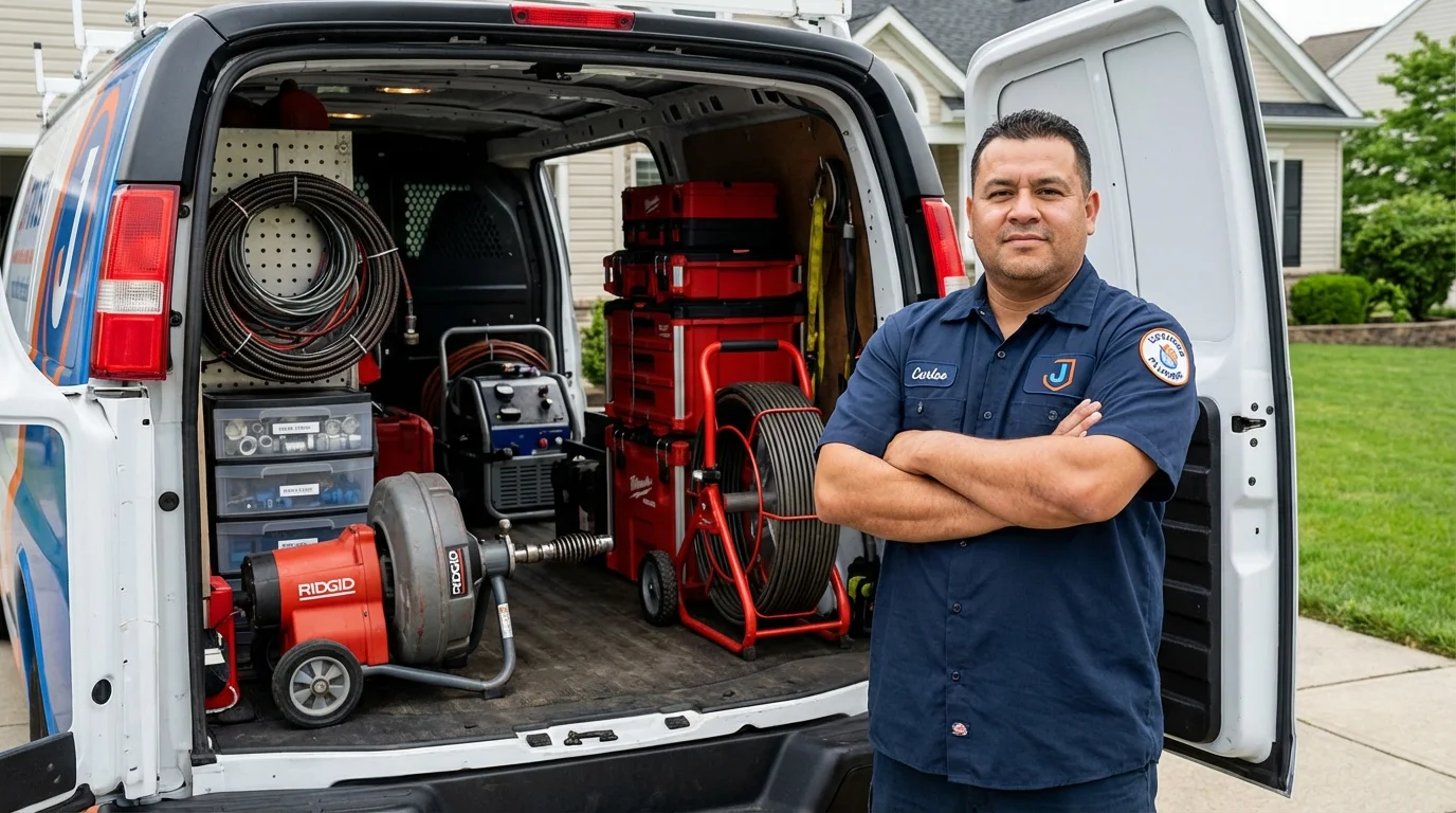 Professional drain cleaning equipment and Johns Plumbing LLC plumber in Bells